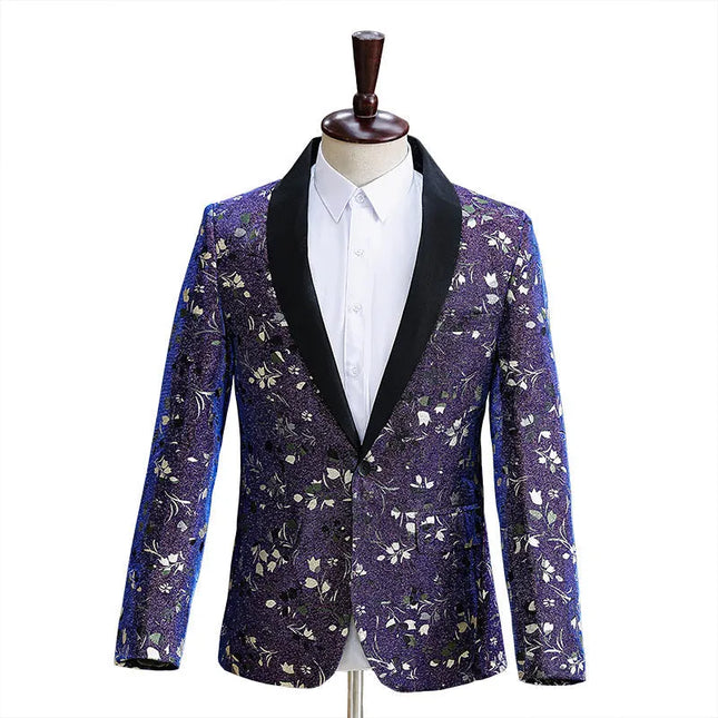 Men's Blue-Purple Embroidery Tuxedo  #S8411
