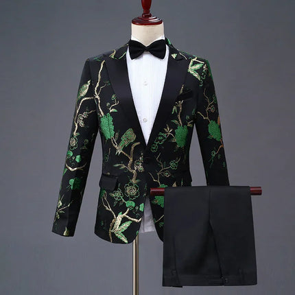 Men's Woodpecker Jacquard Suit #S8415 - Suits | Blue / XS