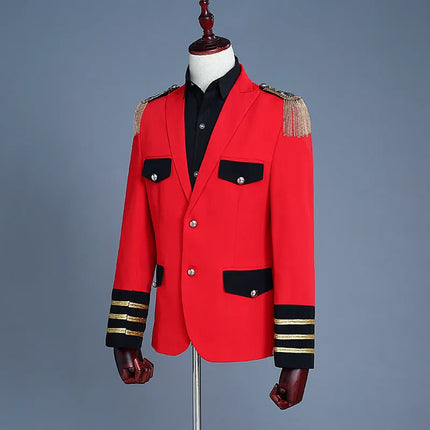 Men's Red Tassel Suit #S8417 - Suits | Red / XS