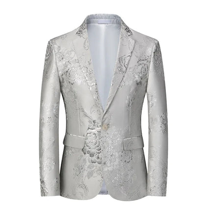 Men's Gilt Print Blazer #S8180 - Blazers | White / XS