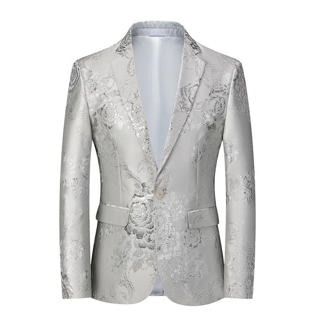 Men's Gilt Print Blazer #S8180 - Blazers | White / XS