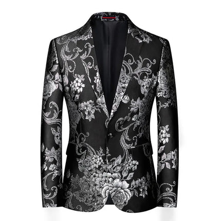 Men's Gilt Print Blazer #S8180 - Blazers | Black / XS