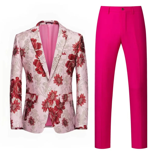 Men's Jacquard Suit #S8196 - Suits | Pink / XS