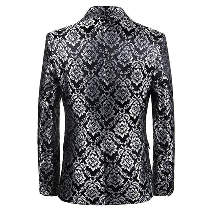 Men's Black-Silver Pattern Blazer  #S8631