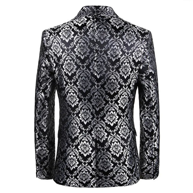 Men's Black-Silver Pattern Blazer  #S8631