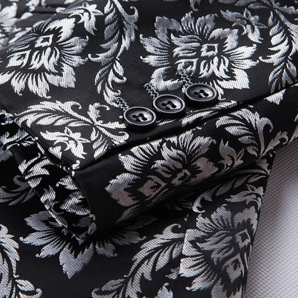 Men's Black-Silver Pattern Blazer  #S8631