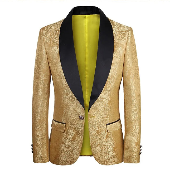 Men's Gold Jacquard Suit  #S8632