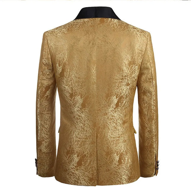 Men's Gold Jacquard Suit  #S8632