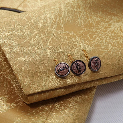 Men's Gold Jacquard Suit  #S8632
