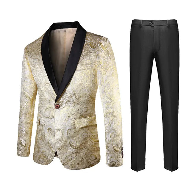 Men's Gold Patterned Suit  #S8627