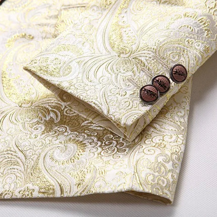 Men's Gold Patterned Suit  #S8627