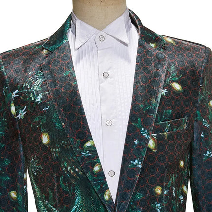 Men's Green Peacock Print Blazer  #S8634