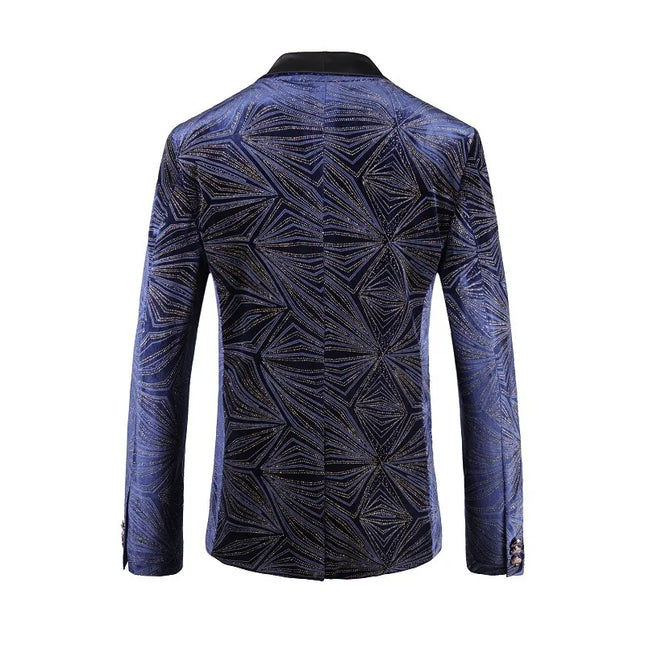 Men's Navy Geometric Blazer #S8628-1
