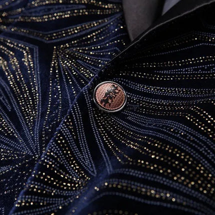 Men's Navy Geometric Blazer #S8628-1