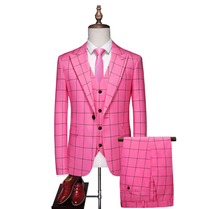 Men's 3 Piece Checked Suit  #S8617