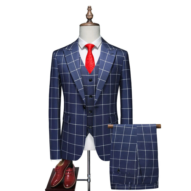 Men's 3 Piece Checked Suit  #S8617