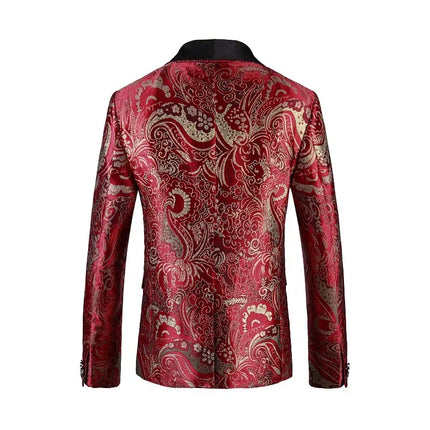 Men's Red Patterned Suit  #S8626