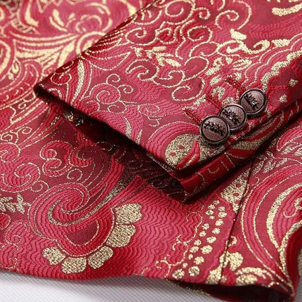 Men's Red Patterned Suit  #S8626