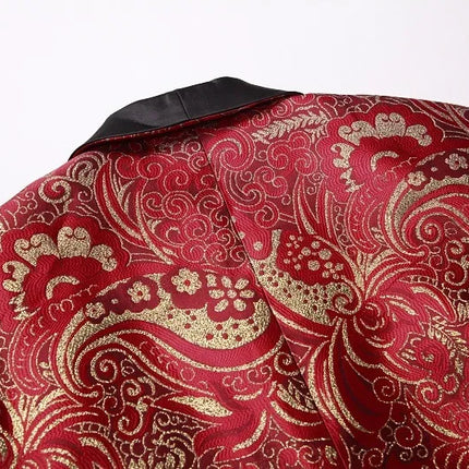 Men's Red Patterned Suit  #S8626