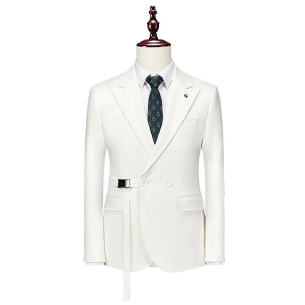 Men's Solid-color Waist-skimming Blazer #S8223-1 - Blazers | White / XS