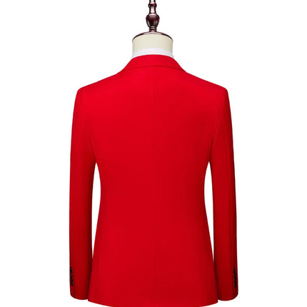 Men's Solid-color Waist-skimming Blazer #S8223-1 - Blazers | Red / XS