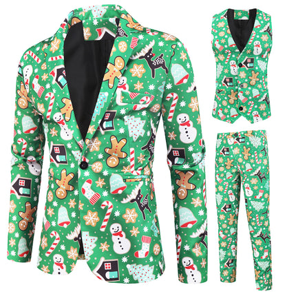 Men's Christmas Three Piece Suit #3TZMK31 - Suits | Green / M