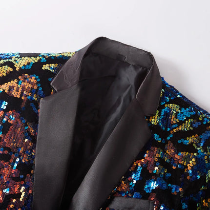 Men's Abstract Multicolor Sequin Tuxedo  #M8046