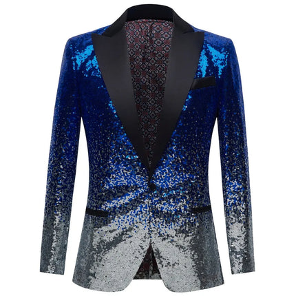 Men's Gradient Blue & Silver Sequins Tuxedo  #M8047