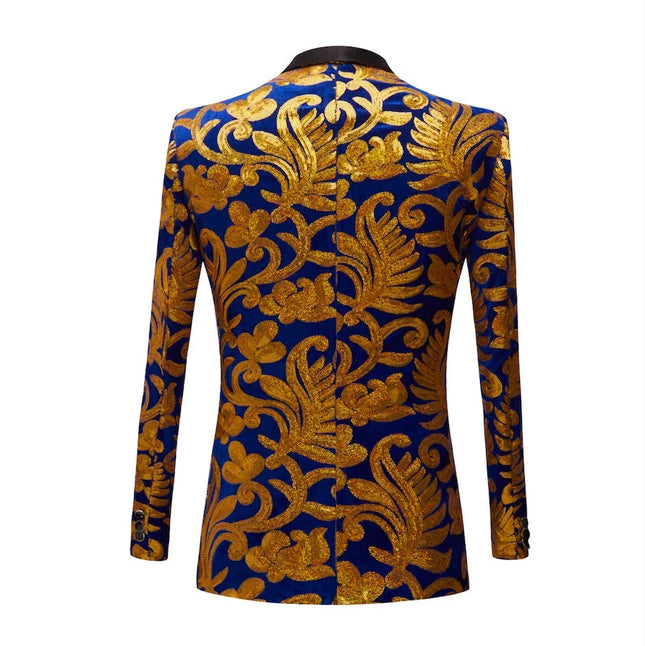 Men's Floral Royal Sequin Tuxedo  #M8054