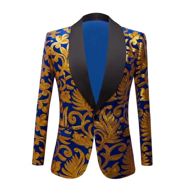 Men's Floral Royal Sequin Tuxedo  #M8054