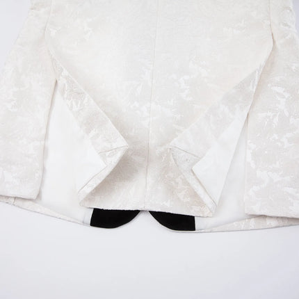 Men's White Black Velvet Collar Suit  #S8635