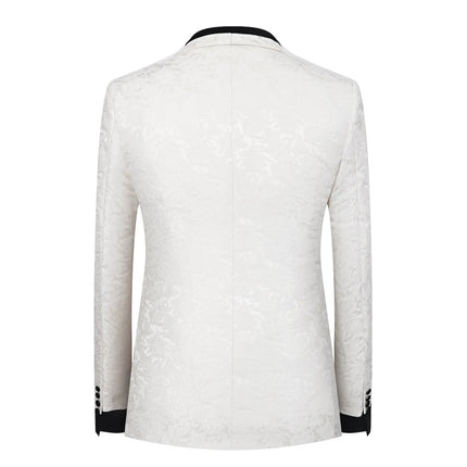 Men's White Black Velvet Collar Suit  #S8635