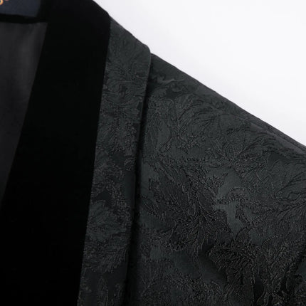 Men's White Black Velvet Collar Suit  #S8635