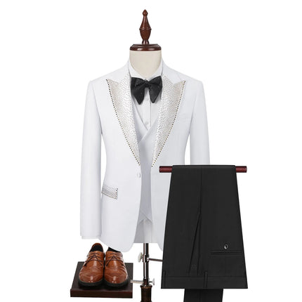 Men's White Diamond Suit  #S8636