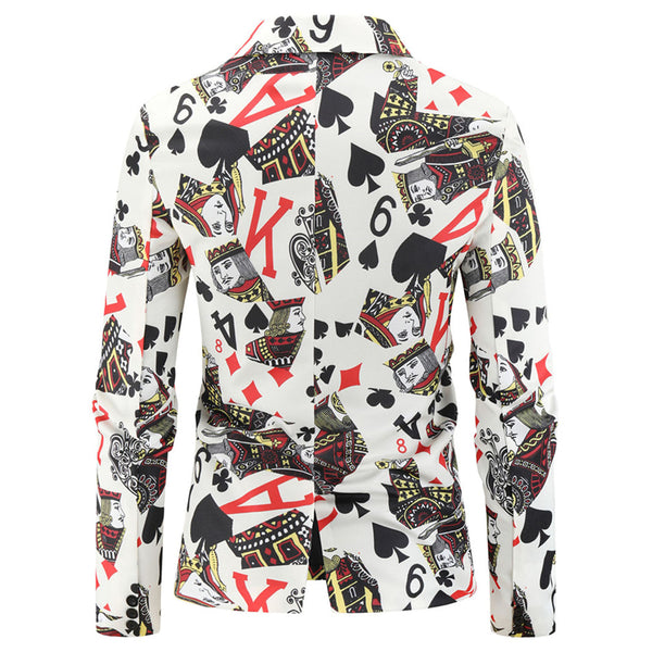 Men's Poker Print Suit #2TZ140