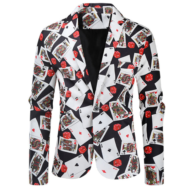 Men's Poker Print Suit #2TZ149
