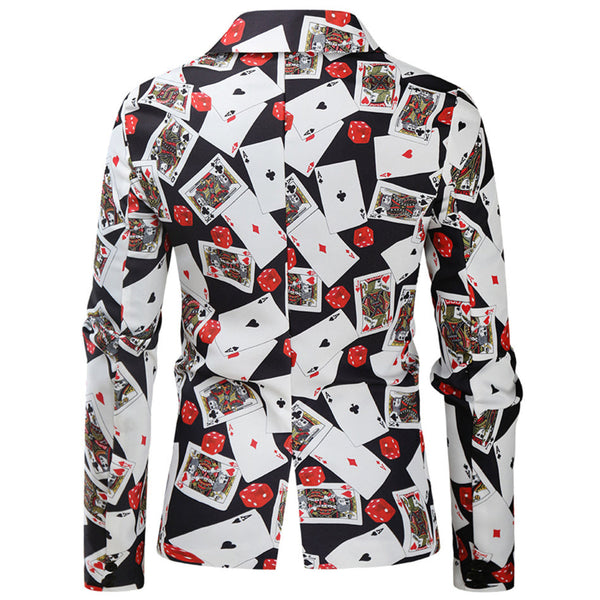 Men's Poker Print Suit #2TZ149
