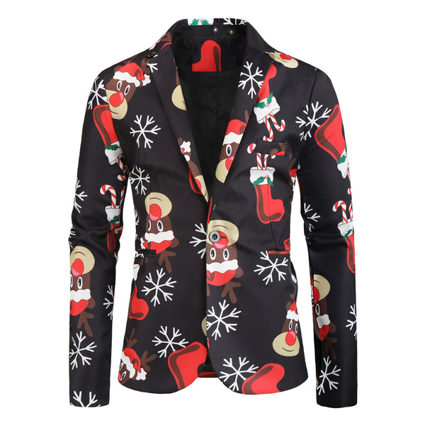 Men's Christmas Print Blazer #X25