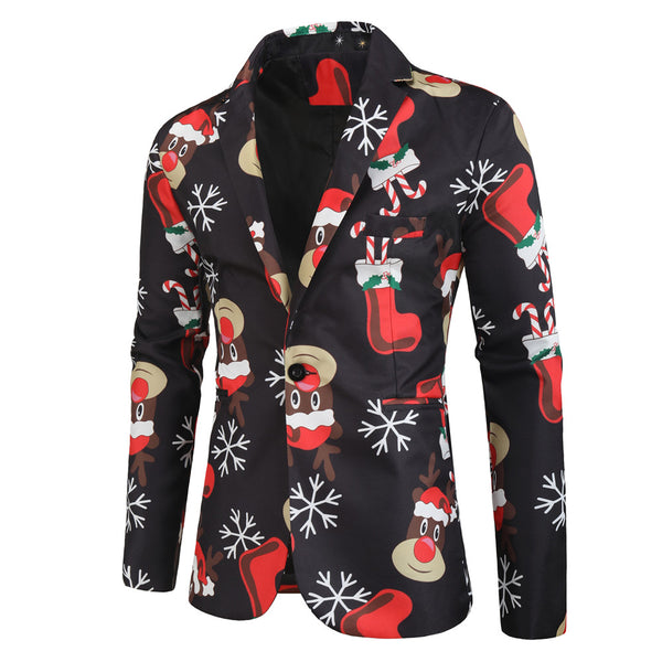 Men's Christmas Print Blazer #X25
