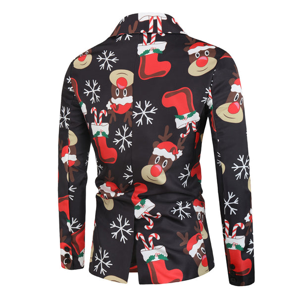 Men's Stylish Christmas Print Suit #2TZ25