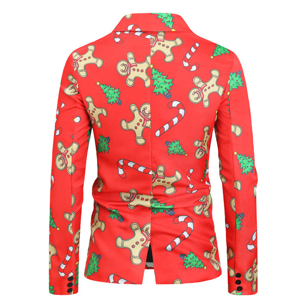 Men's Christmas Print Blazer #X26