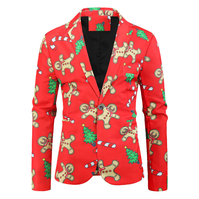 Men's Christmas Print Blazer #X26 - Blazers | Red / M