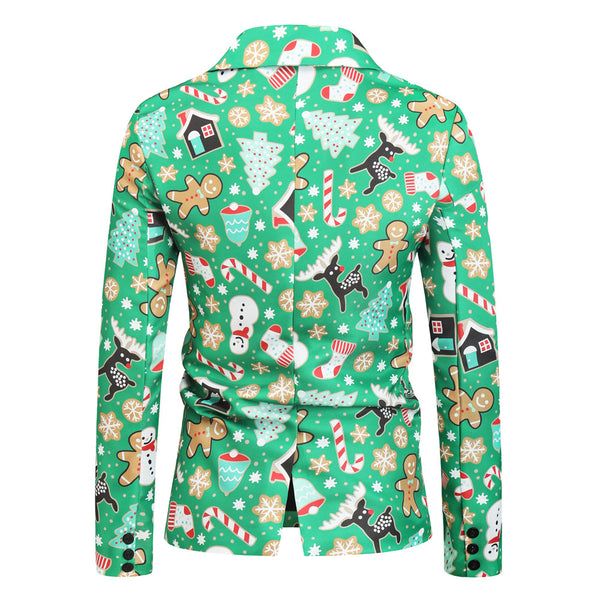 Men's Christmas Print Blazer #X31