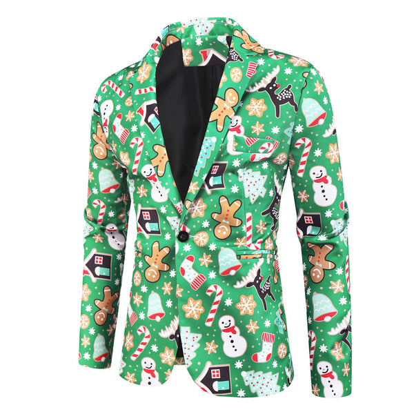 Men's Christmas Print Blazer #X31
