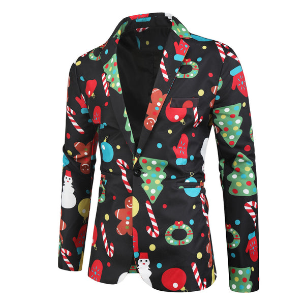 Men's Christmas Print Blazer #X32