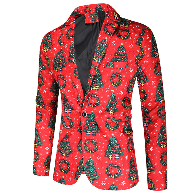 Men's Christmas Print Suit #2TZ35 - Suits | Red / M