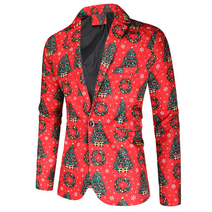 Men's Printed Three Piece Suit #3TZMK35 - Suits | Red / M
