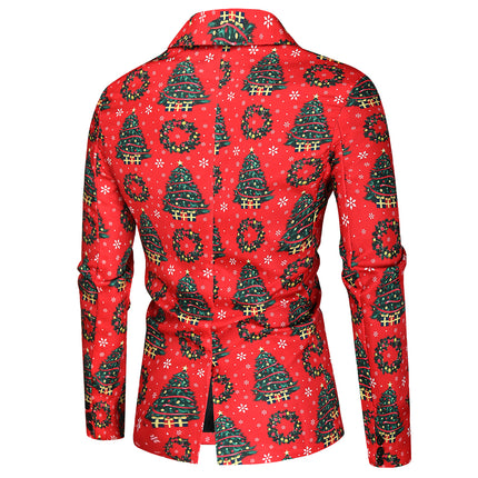 Men's Printed Three Piece Suit #3TZMK35 - Suits | Red / M