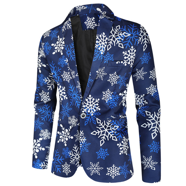 Men's Snowflake Print Suit #2TZ36 - Suits | Blue / M