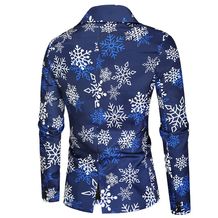 Men's Snowflake Print Suit #2TZ36 - Suits | Blue / M